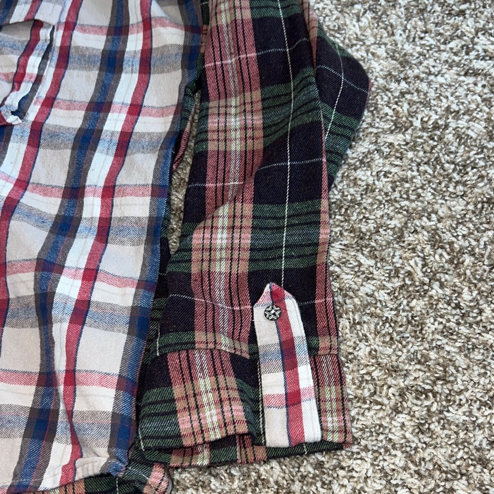 Women's Patchwork Plaid Button Down Shirt with St… - image 15